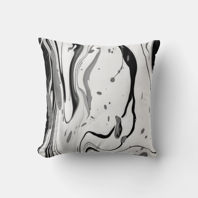 Black White Contemporary Minimalist Abstract Cushion (Front)