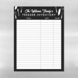 Black White Cooking Tools Name Freezer Inventory Magnetic Dry Erase Sheet<br><div class="desc">Black freezer inventory magnetic sheet for your freezer in a cute black and white design with cooking tools and your name in a modern script.</div>