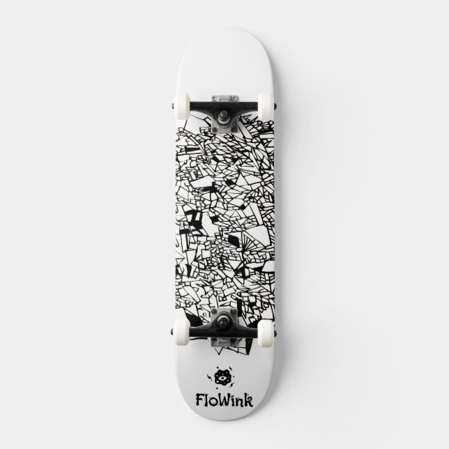 Black White Cool Artsy Skateboard (Front)