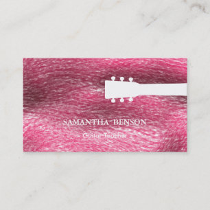 Black & White Cool & Modern Guitar Teacher Music B Business Card