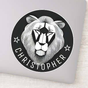     Black & White Cool Modern Old Lion Custom Name