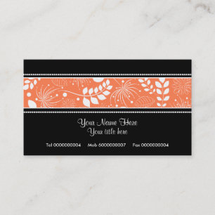 Black, white coral floral border business card