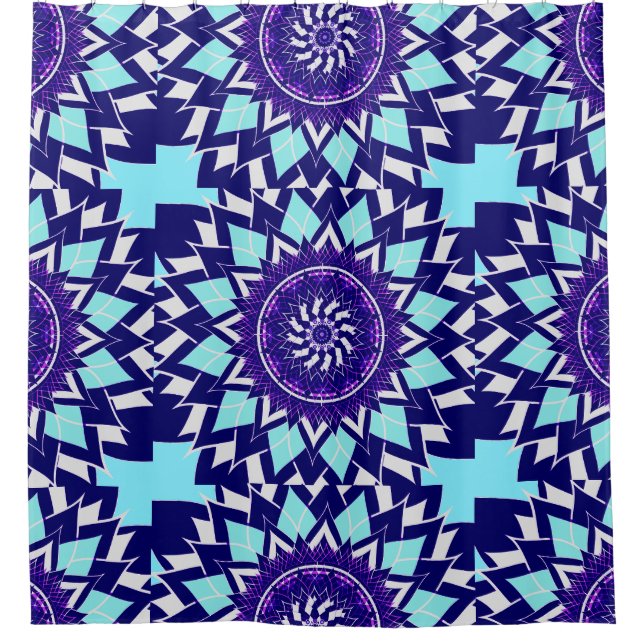 black&white cosmos shower curtain (Front)