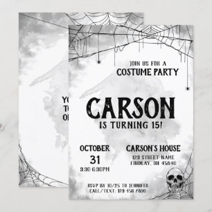 Black & White Costume Halloween Birthday Party Invitation