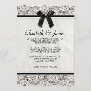 Black & White Country Lace Wedding Invitations