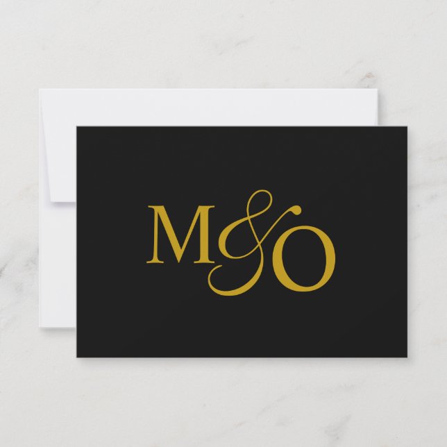 Black White Couple Gold Black Ampersand Monogram Card (Front)