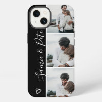 Black white couple names 3 photos collage grid
