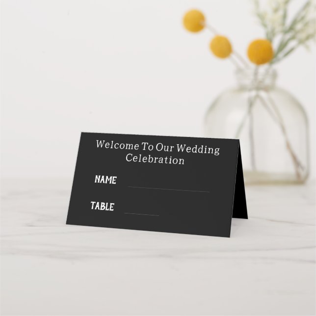 Black & White Couple Photo Wedding Reception Name Place Card (Front)