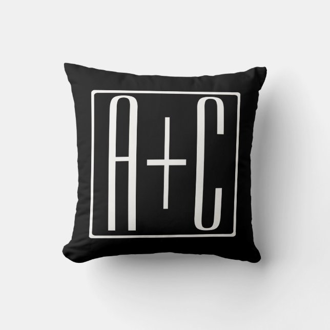 Black & White | Couples Initials Cushion (Front)