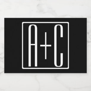 Black & White   Couples Initials Food Label