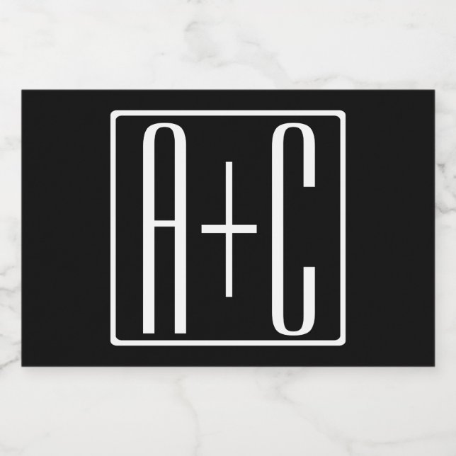 Black & White | Couples Initials Food Label (Single Label)