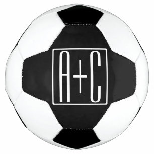 Black & White   Couples Initials Football