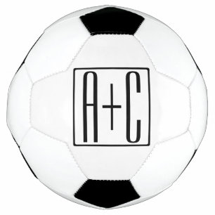 Black & White   Couples Initials Football