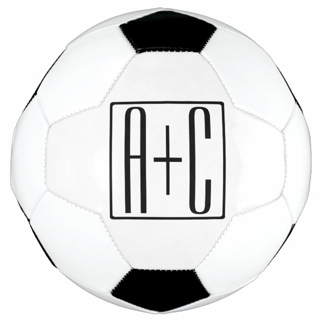 Black & White | Couples Initials Football (Front)