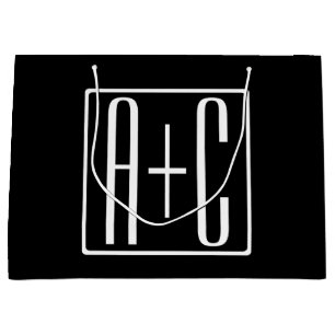 Black & White   Couples Initials Large Gift Bag
