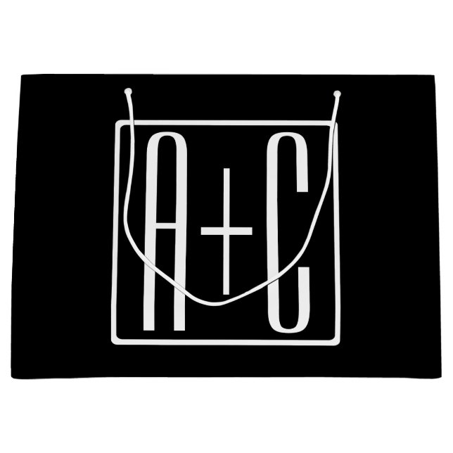 Black & White | Couples Initials Large Gift Bag (Front)