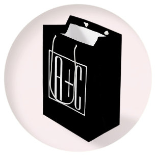 Black & White   Couples Initials Medium Gift Bag