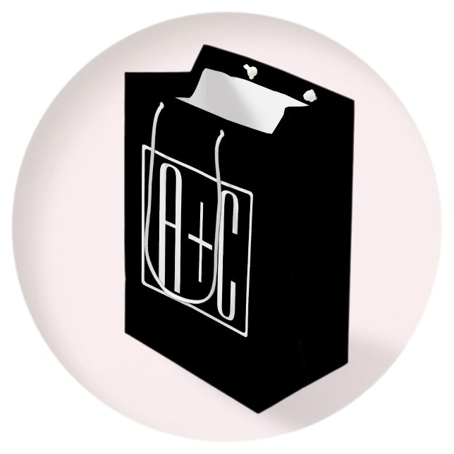 Black & White | Couples Initials Medium Gift Bag (Creator Uploaded)