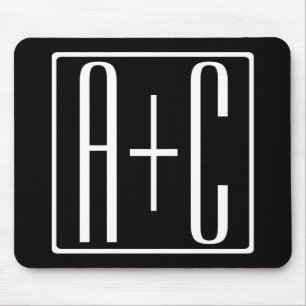 Black & White Couples Initials Mouse Mat