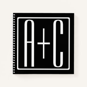 Black & White Couples Initials Notebook