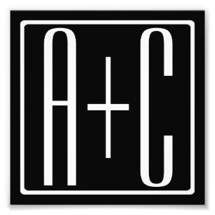 Black & White   Couples Initials Photo Print