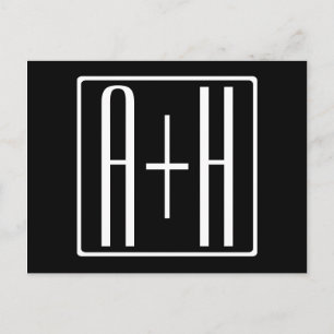 Black & White Couples Initials Postcard