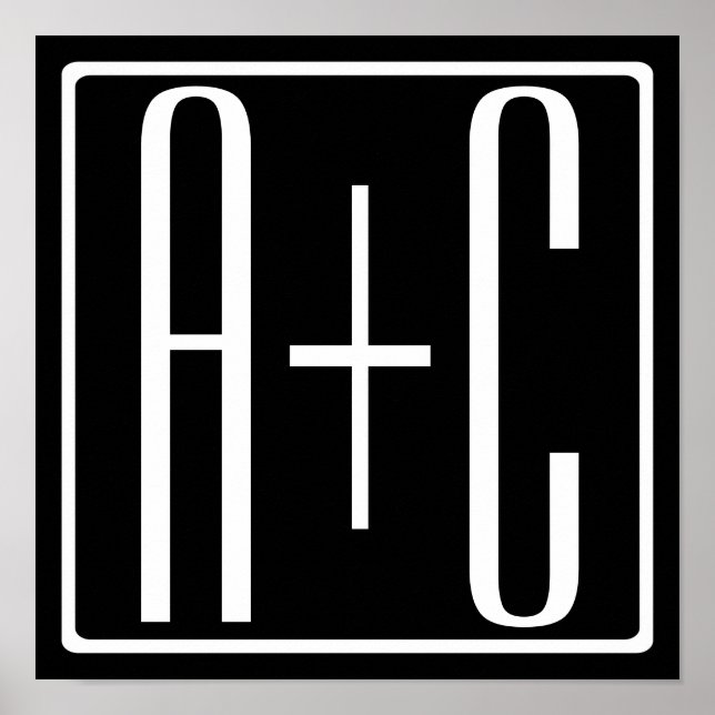 Black & White | Couples Initials Poster (Front)