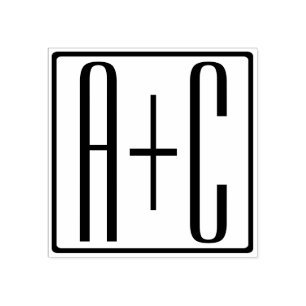 Black & White Couples Initials Rubber Stamp