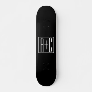 Black & White   Couples Initials Skateboard