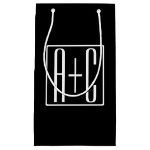 Black & White   Couples Initials Small Gift Bag