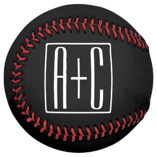 Black & White   Couples Initials Softball
