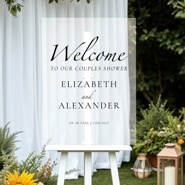 Black & White Couples Shower Acrylic Welcome Sign (Creator Uploaded)