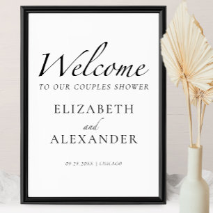 Black & White Couples Shower Welcome Sign