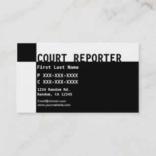 Black white Court Reporter business cards