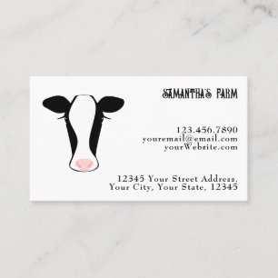 Black White Cow Beef or Dairy Farm Business Card