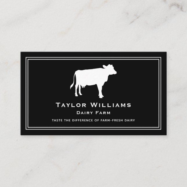 Black White Cow Cattle Farmer Dairy Farm Animal Business Card (Front)