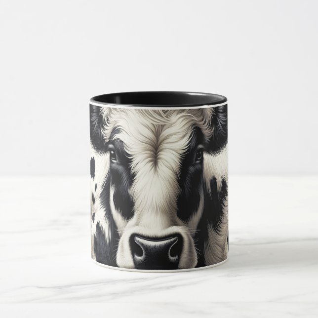 Black & White Cow Cowhide Fur Furry Look Mug (Center)