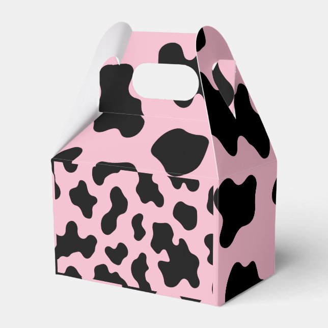 Black & White Cow Cowhide Print Birthday Party Favour Box (Front Side)