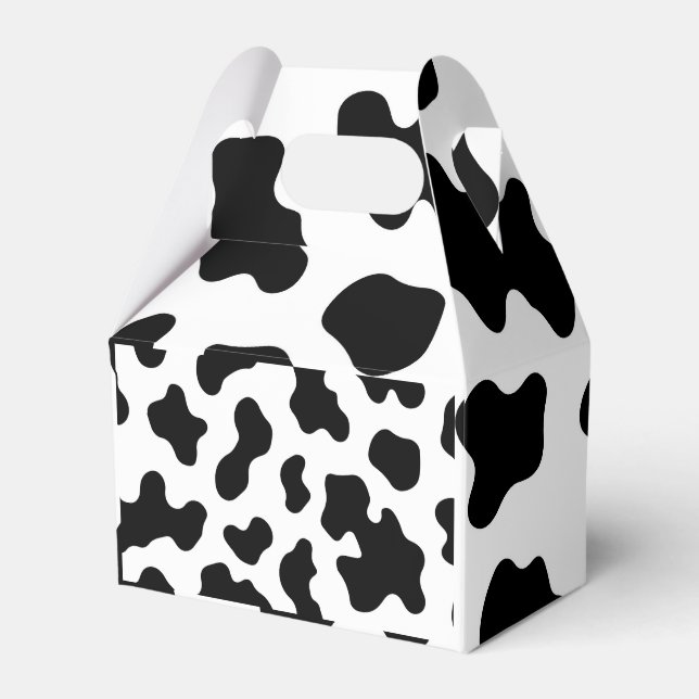 Black & White Cow Cowhide Print  Favour Box (Front Side)