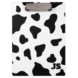 Black White Cow Hide Personalised Clipboard