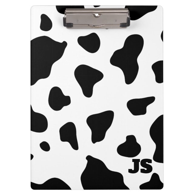 Black White Cow Hide Personalised Clipboard (Front)