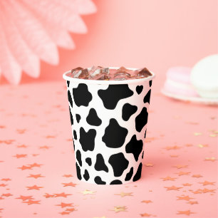 Black White Cow Pattern Cowgirl Themed Paper Cups