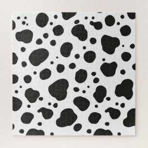 Black White Cow Pattern Jigsaw Puzzle