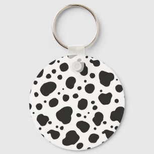 Black White Cow Pattern Key Ring