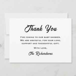 Black White Cow Pig Chicken BBQ Baby Shower BabyQ Thank You Card
