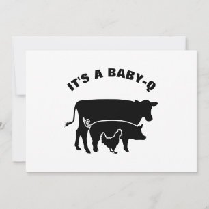 Black White Cow Pig Chicken BBQ Baby Shower BabyQ Thank You Card