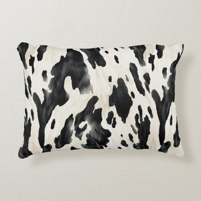 Black White Cow Print Animal Farm Decorative Cushion (Front)