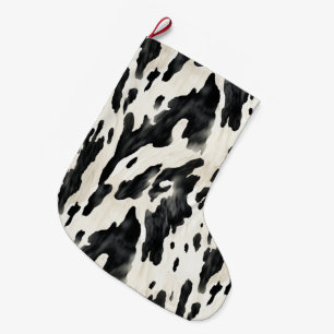 Black White Cow Print Animal Farm Large Christmas Stocking