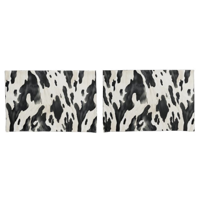 Black White Cow Print Animal Farm Pillowcase (Front-Set)