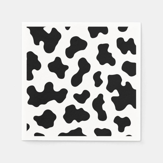 Black & White Cow Print Birthday Party Napkin (Front)